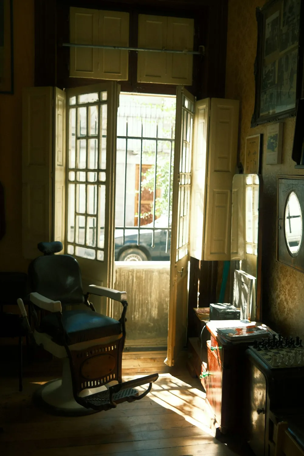 Light through the front windows of the shop